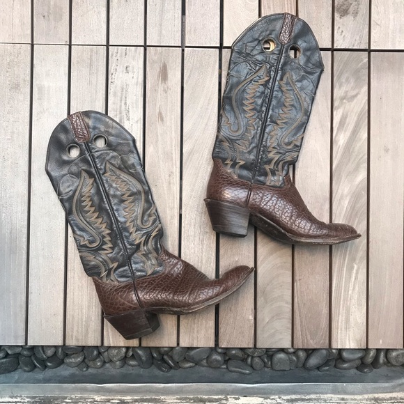 The Sanders Other - SANDERS BOOTS Brown Leather Cowboy Pull On Boots